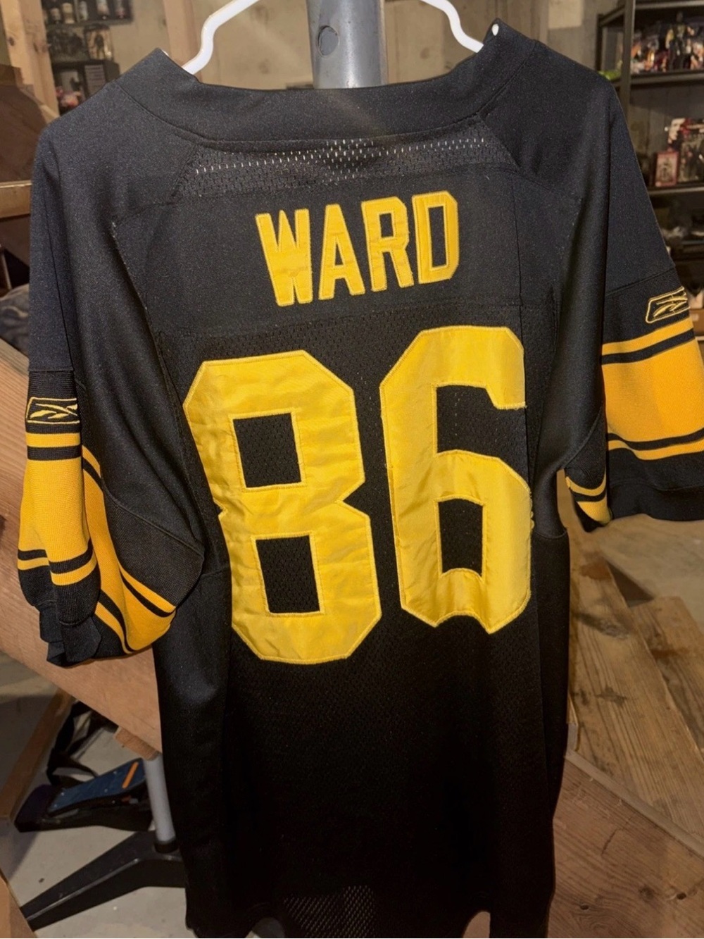 Reebok NFL Pittsburgh Steelers Hines Ward 86 Stitched Jersey Mens L/XL 50 Black